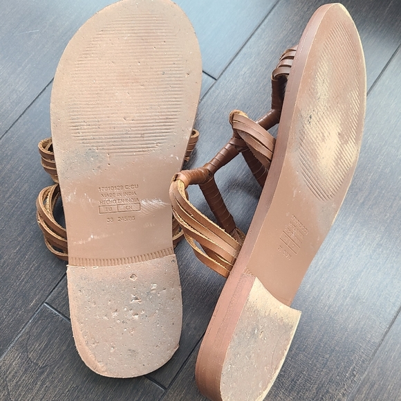 Mango Strappy Leather Flat Sandals size US 8. - Picture 4 of 4